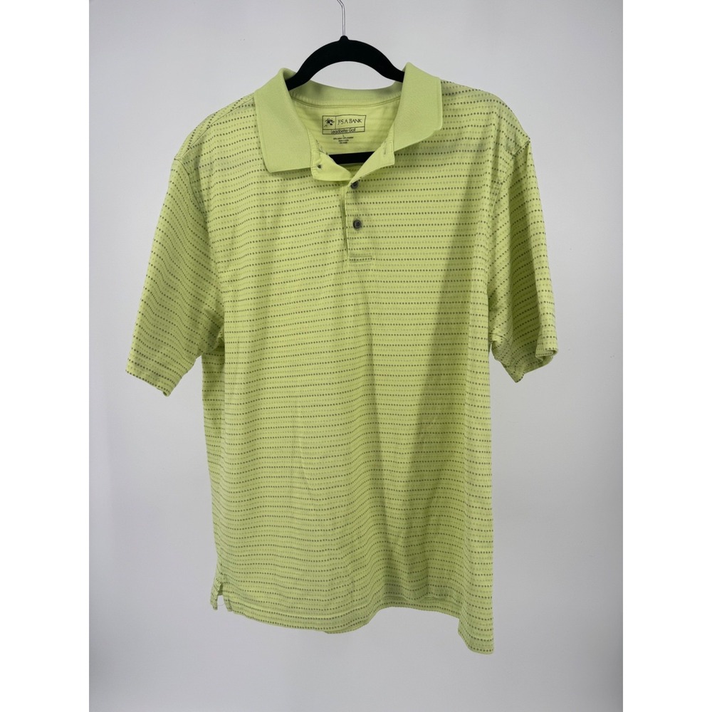 Jos. A. Bank‎ Polo Shirt Mens Large Lime Green Leadbetter Golf Textured Stripe